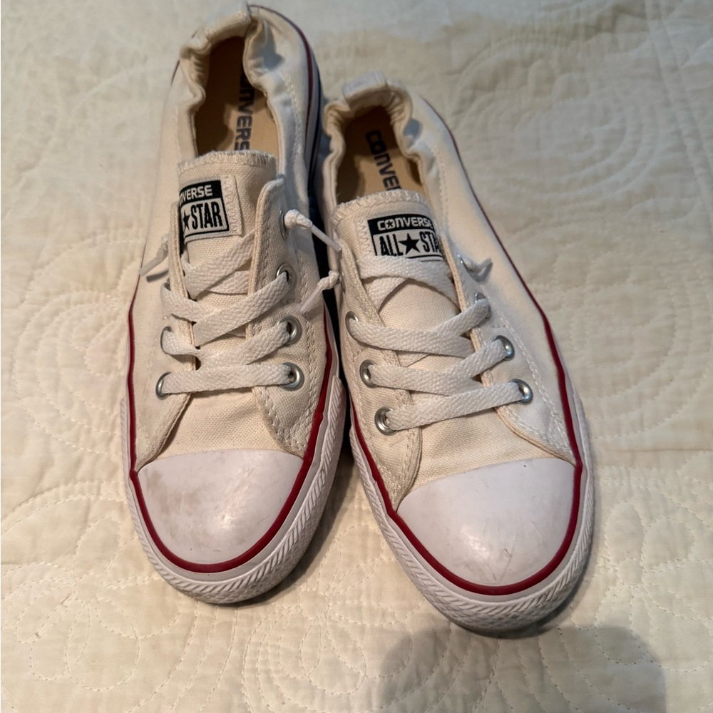 Converse Kids Cream Sneakers with Red Accents